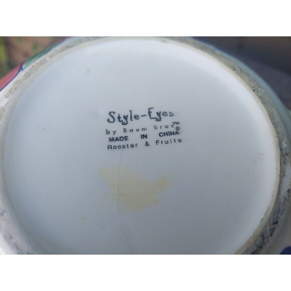 Baum Bros Style-Eyes Ceramic Teapot Rooster & Fruits Design - Picture 5 of 5